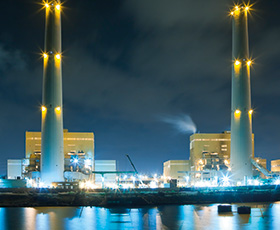 Power station at night